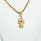 14K Hamsa Pendant Cz Stones With Franco Chain Two Tones
