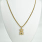 14K Tear Pendant Cz Stones With Franco Chain White And Yellow Gold