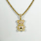 14K Tear Pendant Cz Stones With Franco Chain White And Yellow Gold