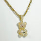 14K Tear Pendant Cz Stones With Franco Chain White And Yellow Gold