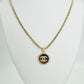 14K Round Pendant Cz Stones With Franco Chain Two Tones