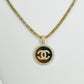 14K Round Pendant Cz Stones With Franco Chain Two Tones