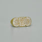 14K CEO Men's Ring Cz Stones Yellow Gold