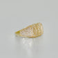 14K CEO Men's Ring Cz Stones Yellow Gold