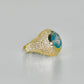14K Blue Stone Men's Ring Yellow Gold