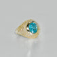 14K Blue Stone Men's Ring Yellow Gold