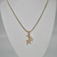 14K Goat Pendant Cz Stones With Ice Chain Yellow Gold