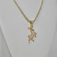 14K Goat Pendant Cz Stones With Ice Chain Yellow Gold