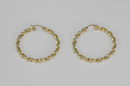 14K Fancy Hoops Yellow Gold