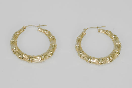 14K Bambu Hoops Yellow Gold