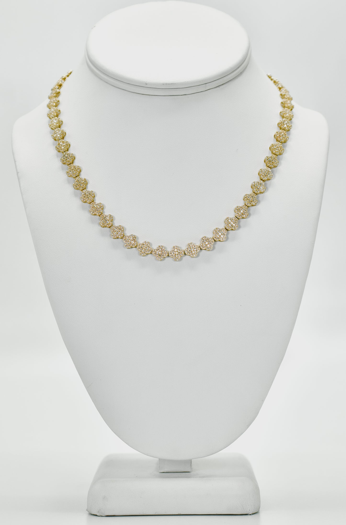 14K Trebol Choker Cz Stones Yellow Gold