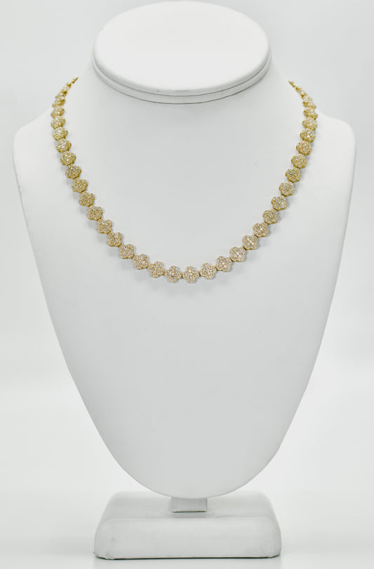 14K Trebol Choker Cz Stones Yellow Gold