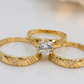 14K Trio Wedding Cz Stones Yellow Yellow