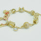 14K Bangle With Charms Cz Stones Yellow Gold