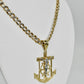 14K Anchor Pendant Two Tones With Semi-Solid Cuban Chain Two Tones Yellow Gold