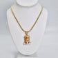 14K Jesus Face Pendant Cz Stones With Ice Chain Yellow Gold