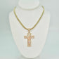 14K Jesus Christ Cross Pendant Two Tones (Yellow And Rose Gold) With Ice Chain Yellow Gol