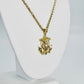 14K Jesus Anchor Pendant With Rope Chain Yellow Gold