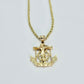 14K Jesus Anchor Pendant With Rope Chain Yellow Gold