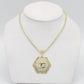 14K Fancy Pendant Cz Stones With Ice Chain Yellow Gold