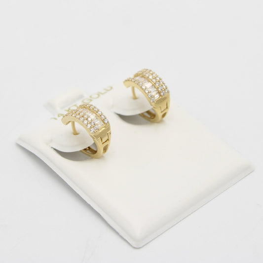 Hoops Cz Stones Yellow Gold