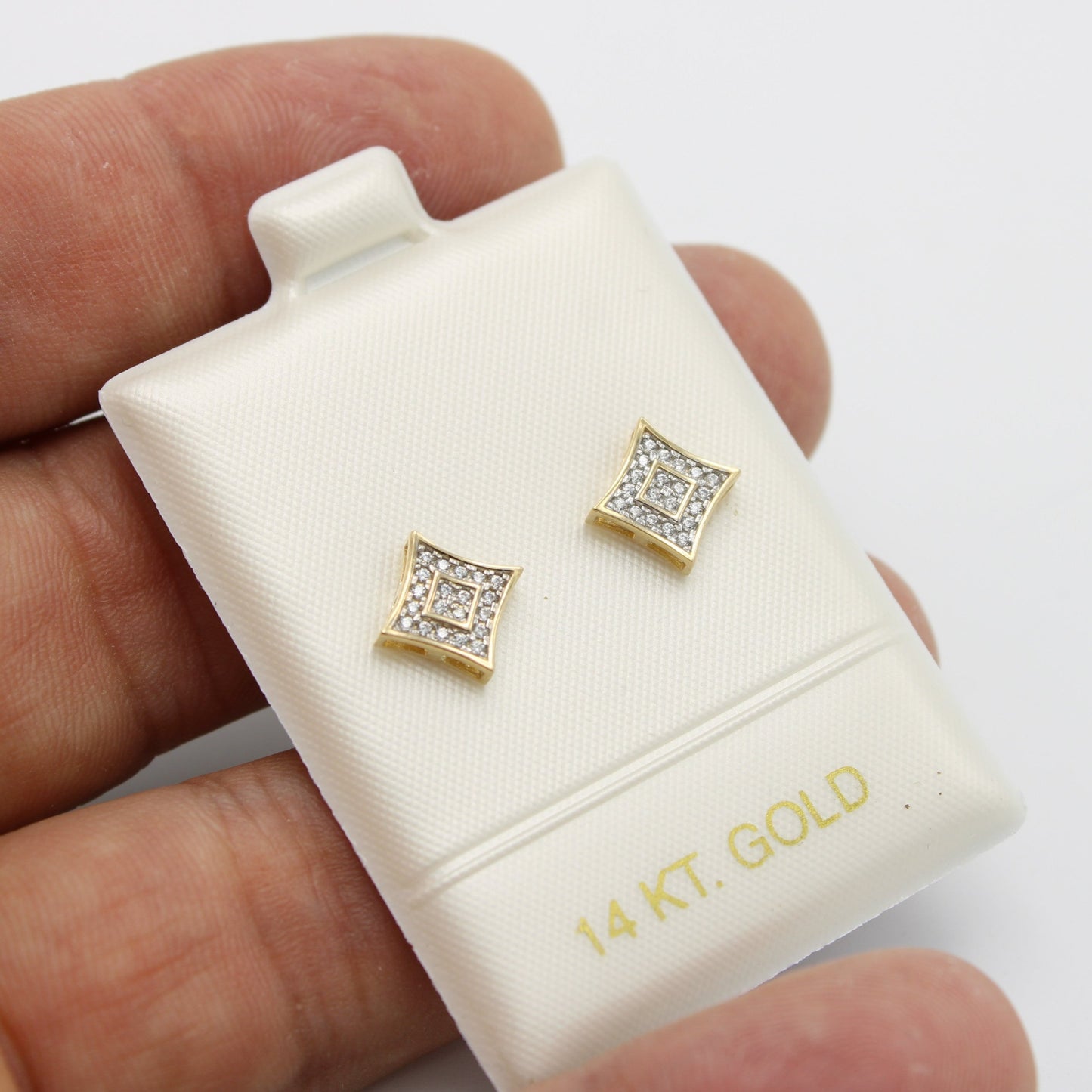 Offer $179.99 Square Earrings Cz Stones Yellow Gold