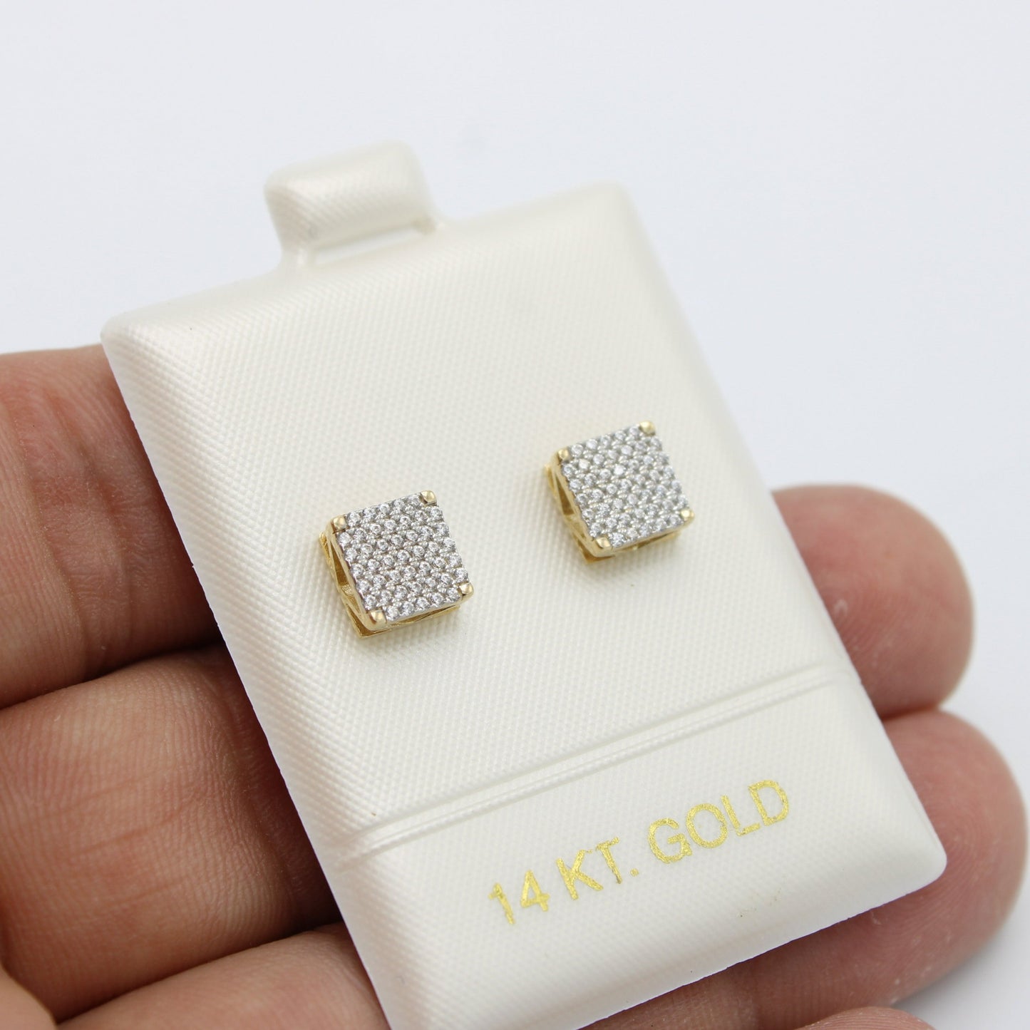 Offer $219.99 Square Earrings Cz Stones Yellow Gold