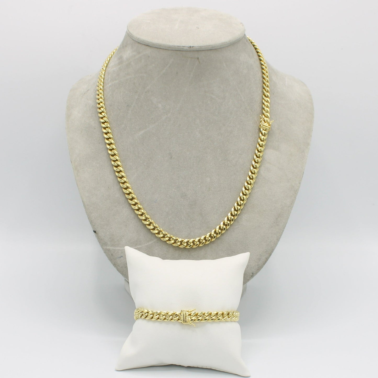 14K Miami Cuban Chain with Miami Cuban Bracelet Yellow Gold