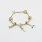 14K Bangle With Charms Cz Stones Yellow Gold