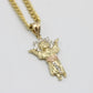 14K Divino Nino Pendant Three Tones with Miami Cuban Chain Yellow Gold