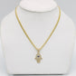 14K Hamsa Pendant Cz Stones with Miami Cuban Chain Yellow Gold