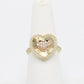 14K Heart  Women's Ring Cz StonesTwo Tones Yellow Gold