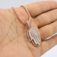 14K Hamsa Pendant Cz Stones with Ice Chain Rose Gold