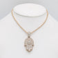 14K Hamsa Pendant Cz Stones with Ice Chain Rose Gold