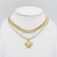 14K Cuban Choker with Medusa Pendant with Ice Chain Yellow Gold