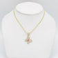 14K Butterfly Pendant Cz Stones with Cuban Chain Yellow Gold