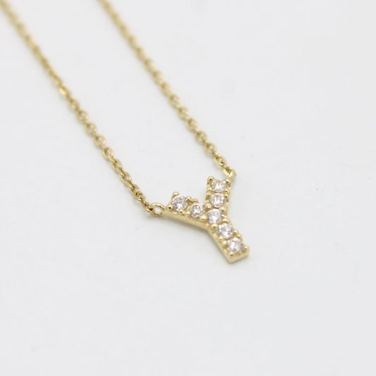 14K Minnie Initial Name ( Y ) Necklace Yellow Gold