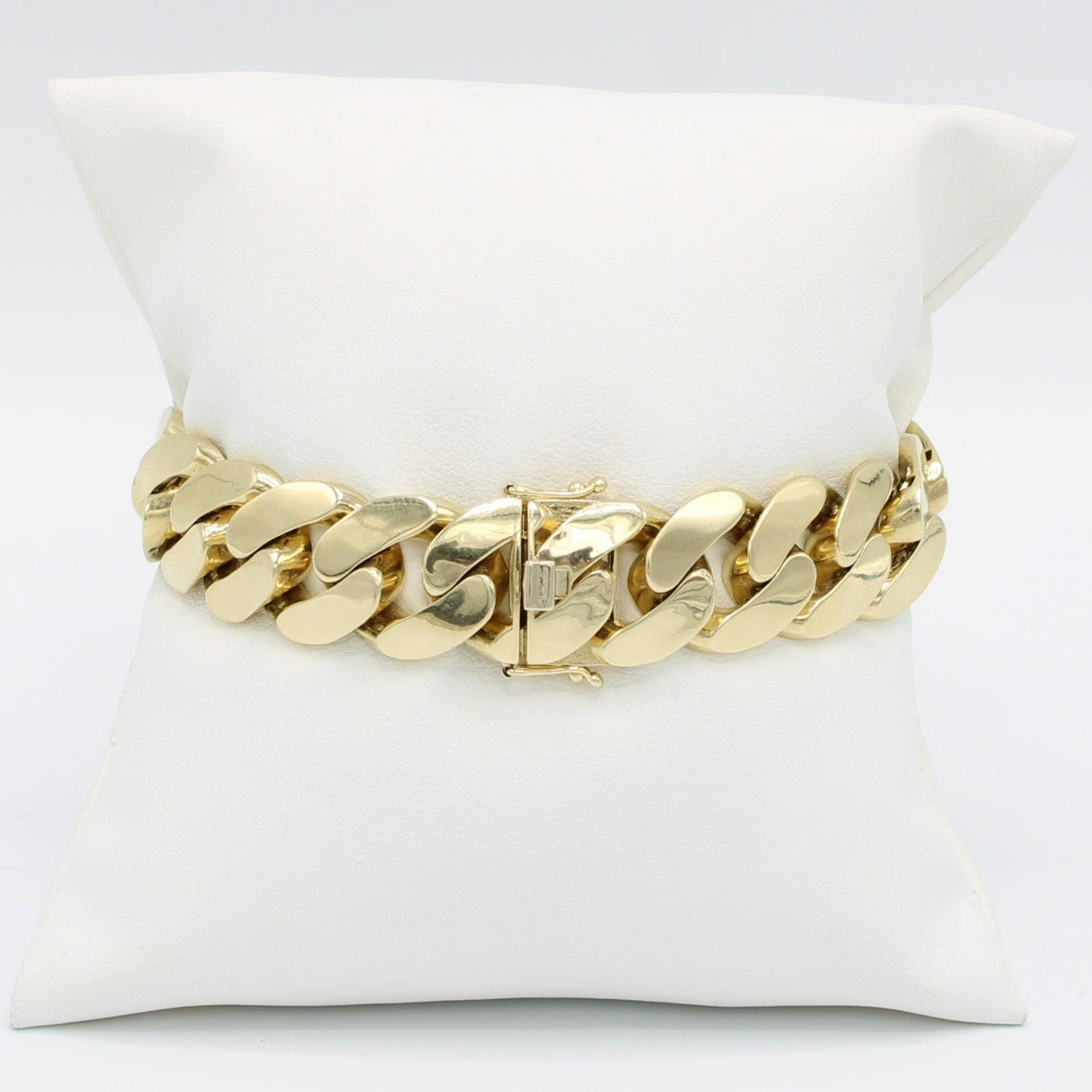 14K Semi Solid Cuban Bracelet Yellow Gold