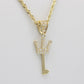 14K Crown Key Pendant with Rope Chain Yellow Gold
