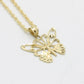 14K Butterfly Pendant with Rope Chain Yellow Gold