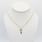 14K Key Pendant Two Tones with Cuban Chain Yellow Gold