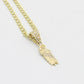 14K Minnie San Judas Pendant with Cuban Chain Yellow Gold