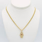 14K Hamsa Pendant Red Stone with Miami Cuban Chain  Yellow Gold