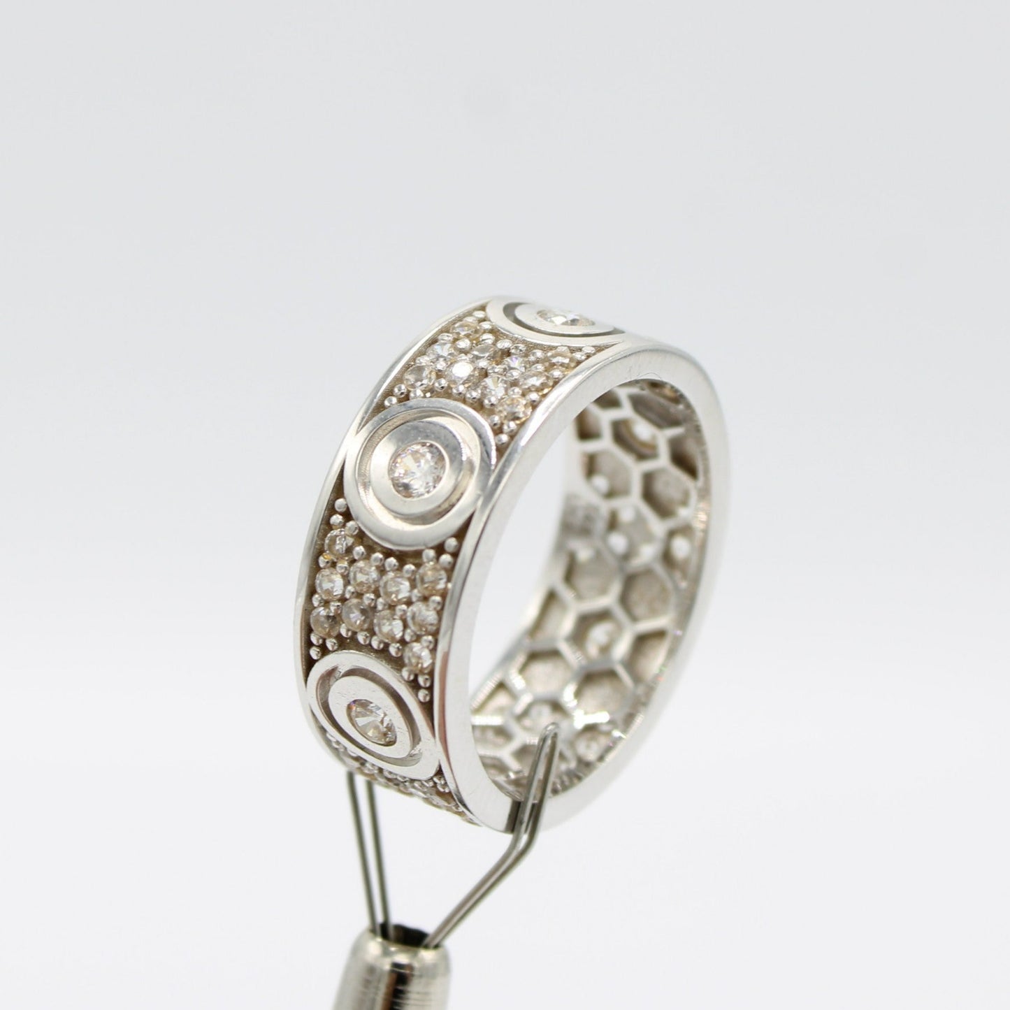 14K Love Ring Full Cz Stones White Gold