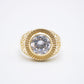 14K Round Cross Cz Men's Ring Yellow Gold