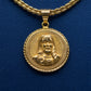 Ice with double-sided tiara of the Virgin Mary and Jesus, diamond earrings