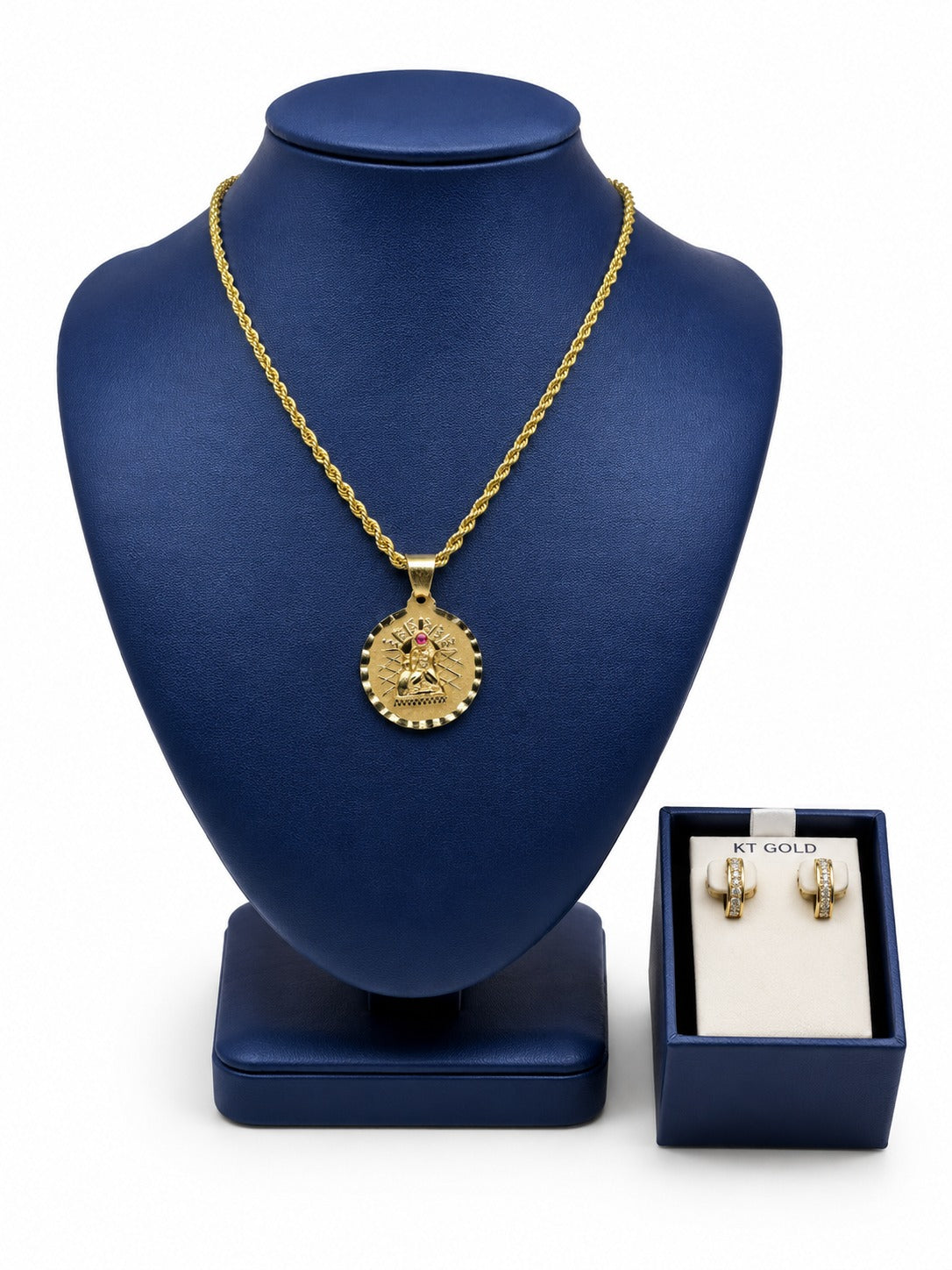 Rope Chain + Circular Virgin Mary Medal FREE
