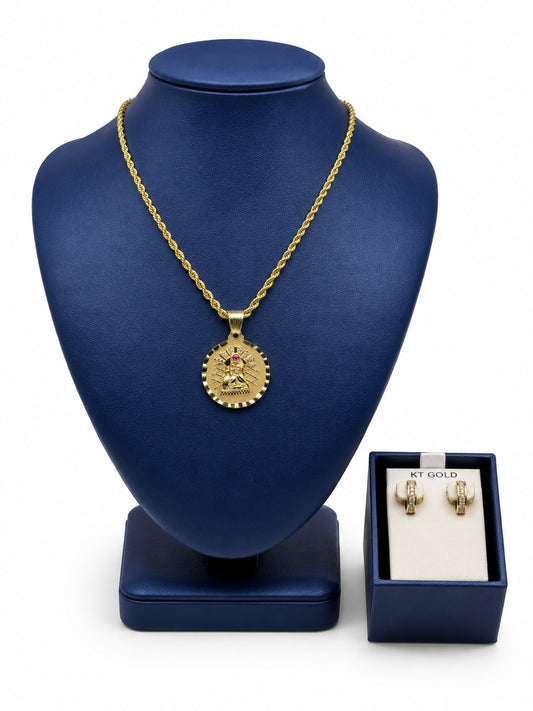 Rope Chain + Circular Virgin Mary Medal FREE