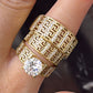14K Trio Wedding Cz Stones Yellow Yellow