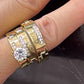 14K Trio Wedding Cz Stones Yellow Yellow